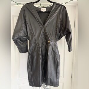 NWT AURA Women's Black Faux-Leather Dress Medium